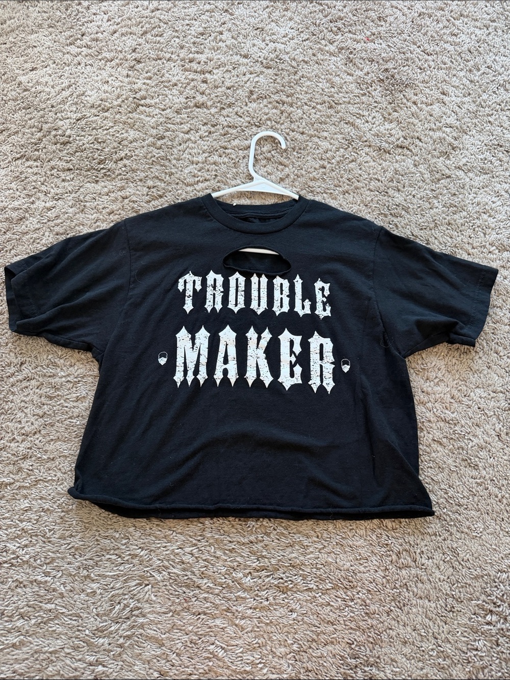 Black 'Trouble Maker' Crop Tee - Women's Graphic Top